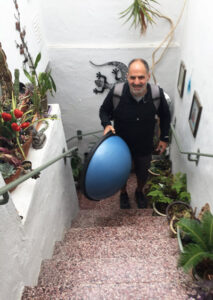 George coming up the stairs to train.